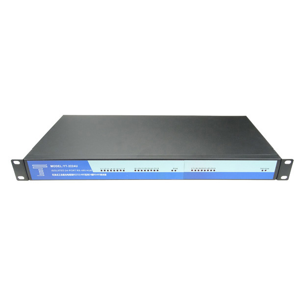 Industrial grade optical isolation 1U rack mounted 24-port RS485 hub